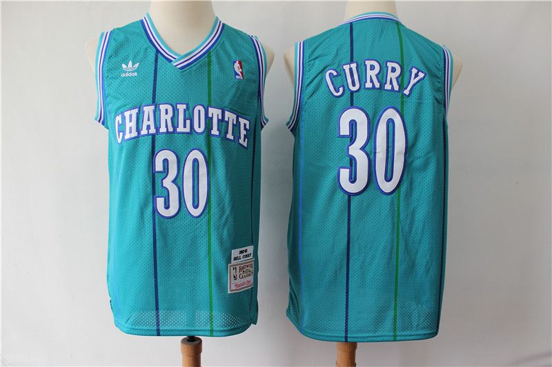 Men Charlotte Hornets #30 Curry Green Throwback Adidas NBA Jerseys->charlotte hornets->NBA Jersey